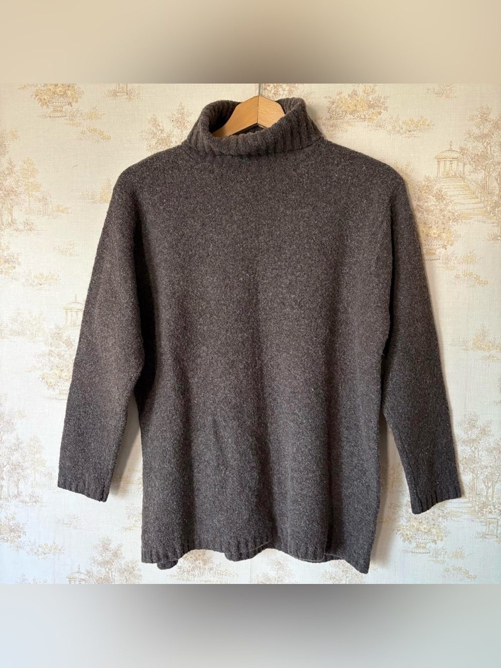 Vintage 90s Eddie Bauer Gray Merino Wool Turtleneck Sweater M